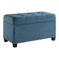 OSP Home Furnishings MET804-M21 Storage Ottoman in Blue Fabric